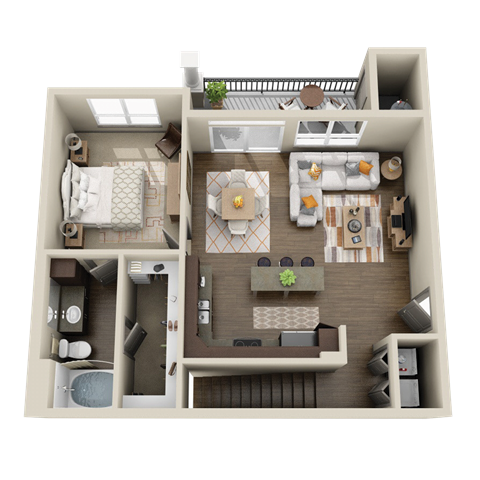 Floor plan for 1 bed, 1 bath, 826 sqft
